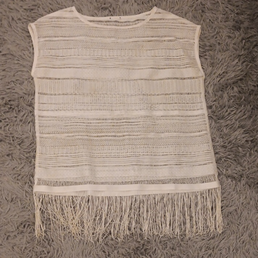 Chic White Fringe Top/ Bikini Cover Up